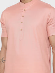 Men's Pink Solid Cotton Kurta Pajama Set