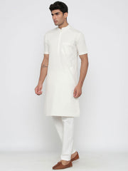 Ensemble pyjama Kurta en coton blanc uni pour homme