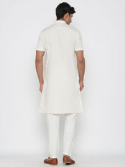 Ensemble pyjama Kurta en coton blanc uni pour homme