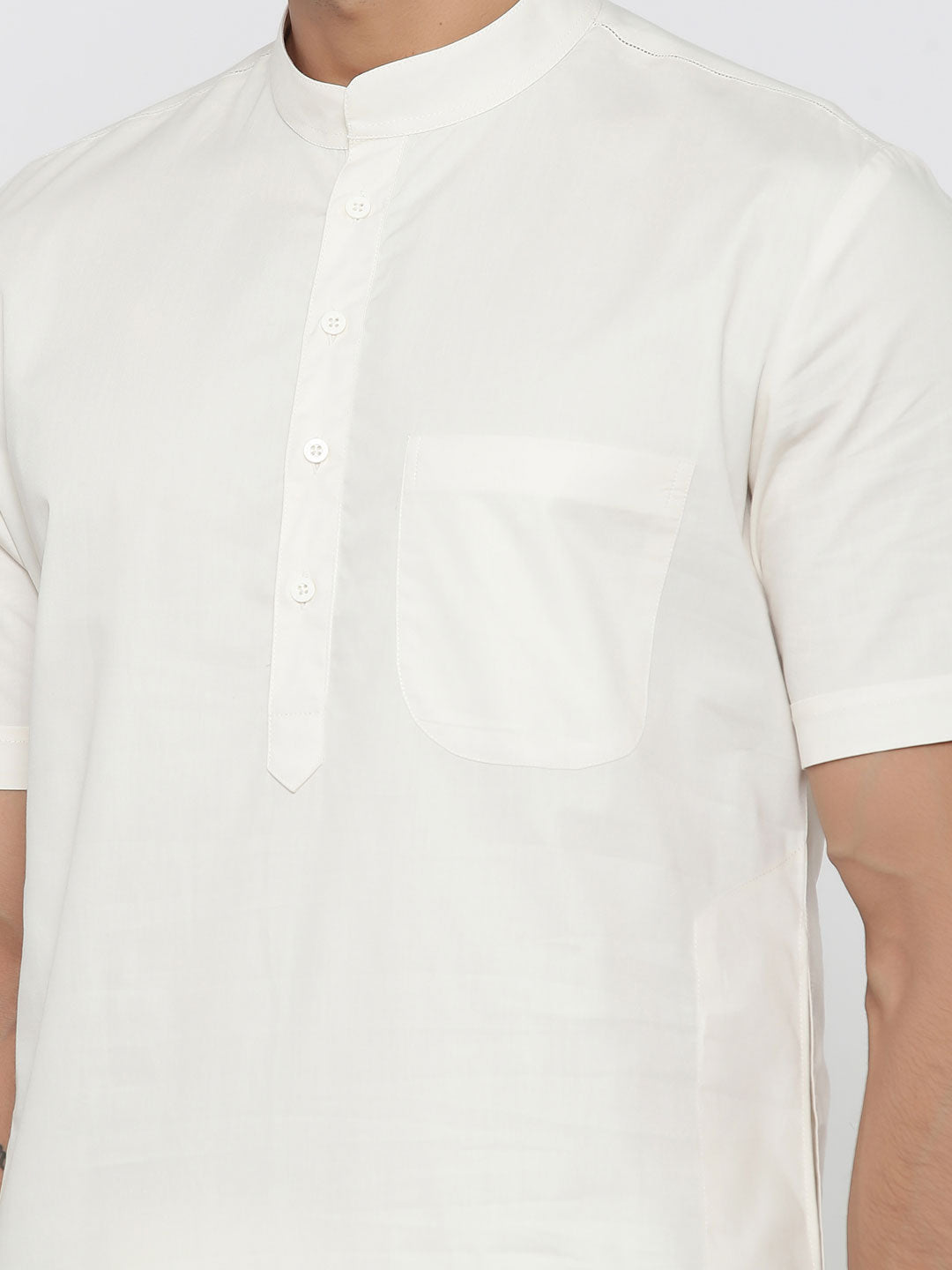 Ensemble pyjama Kurta en coton blanc uni pour homme