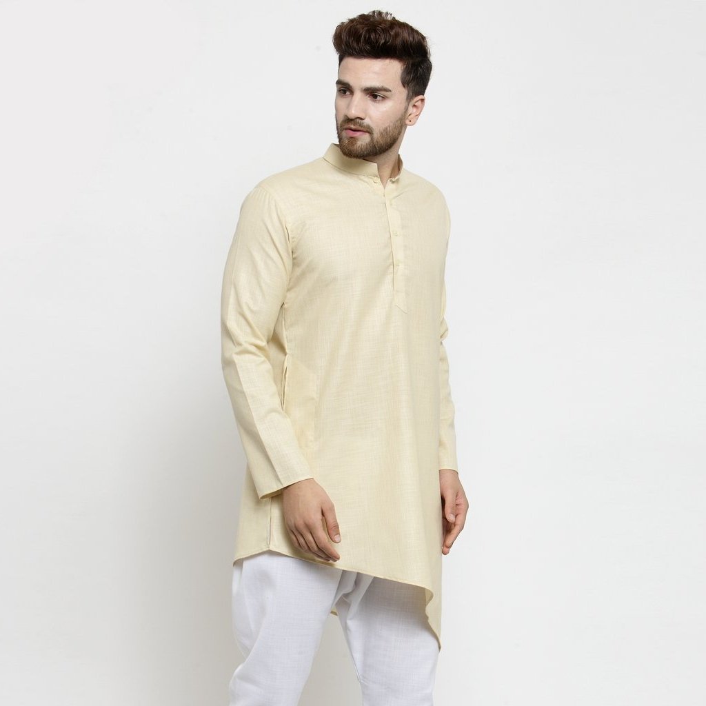 Men's Beige Tunic Cotton Kurta Pajama Set