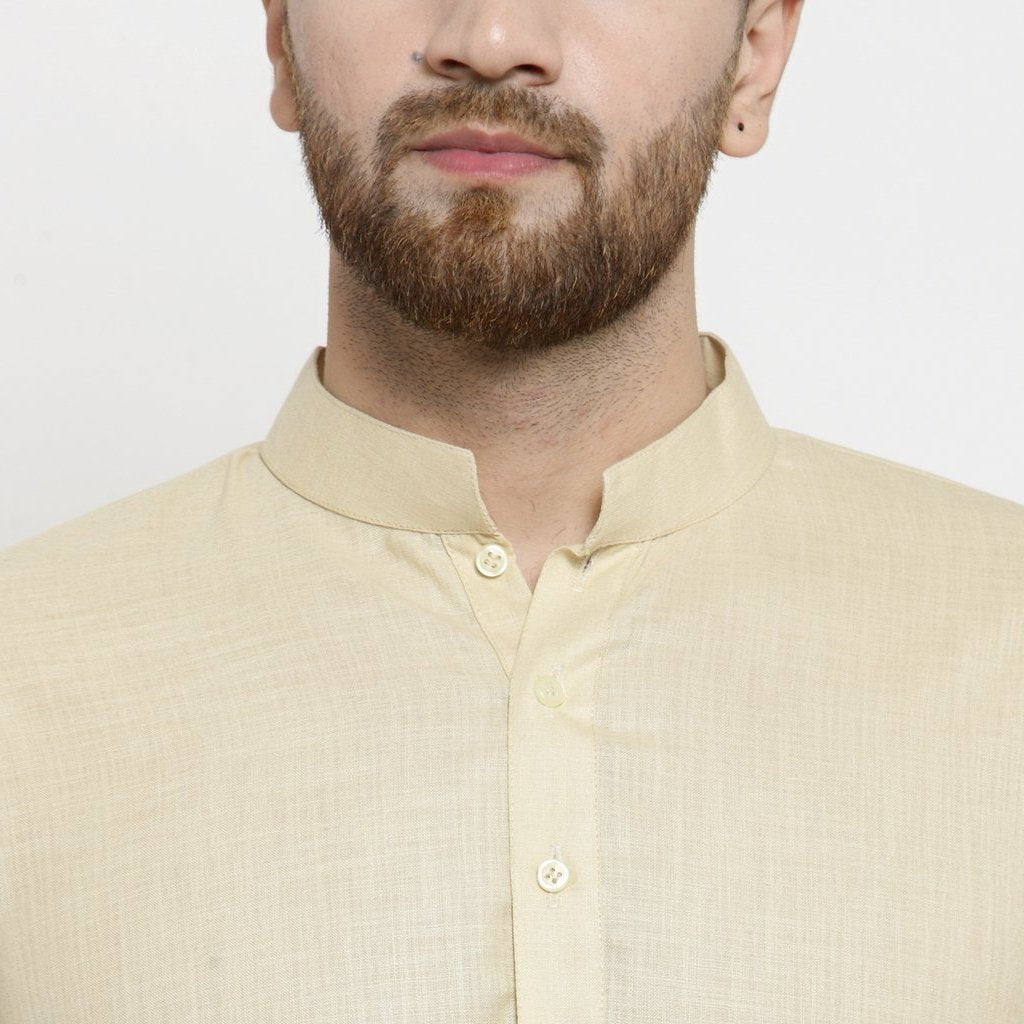 Men's Beige Tunic Cotton Kurta Pajama Set