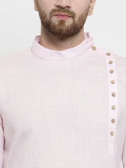 Ensemble pyjama Kurta en coton rose clair uni pour homme