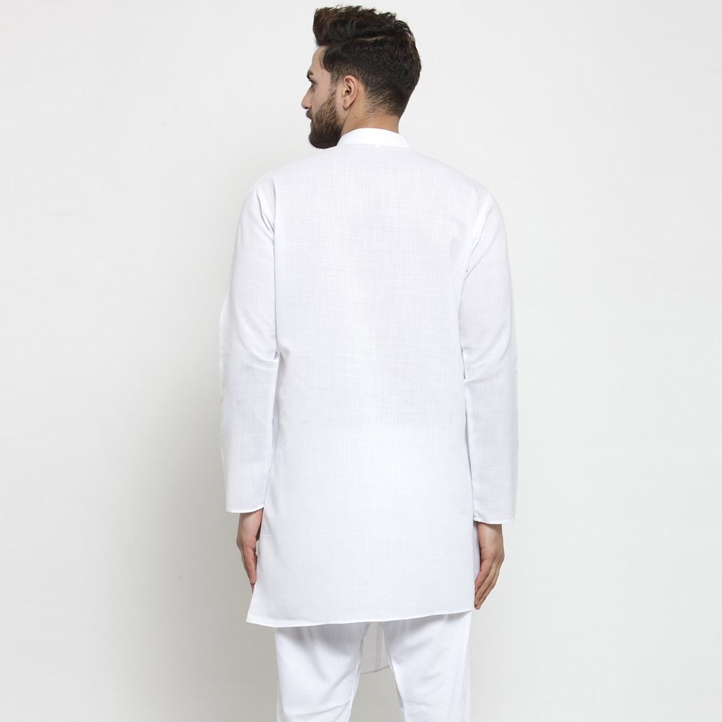 Ensemble pyjama Kurta en coton blanc uni pour homme