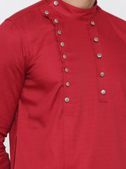 Ensemble pyjama Kurta en coton rouge pour homme