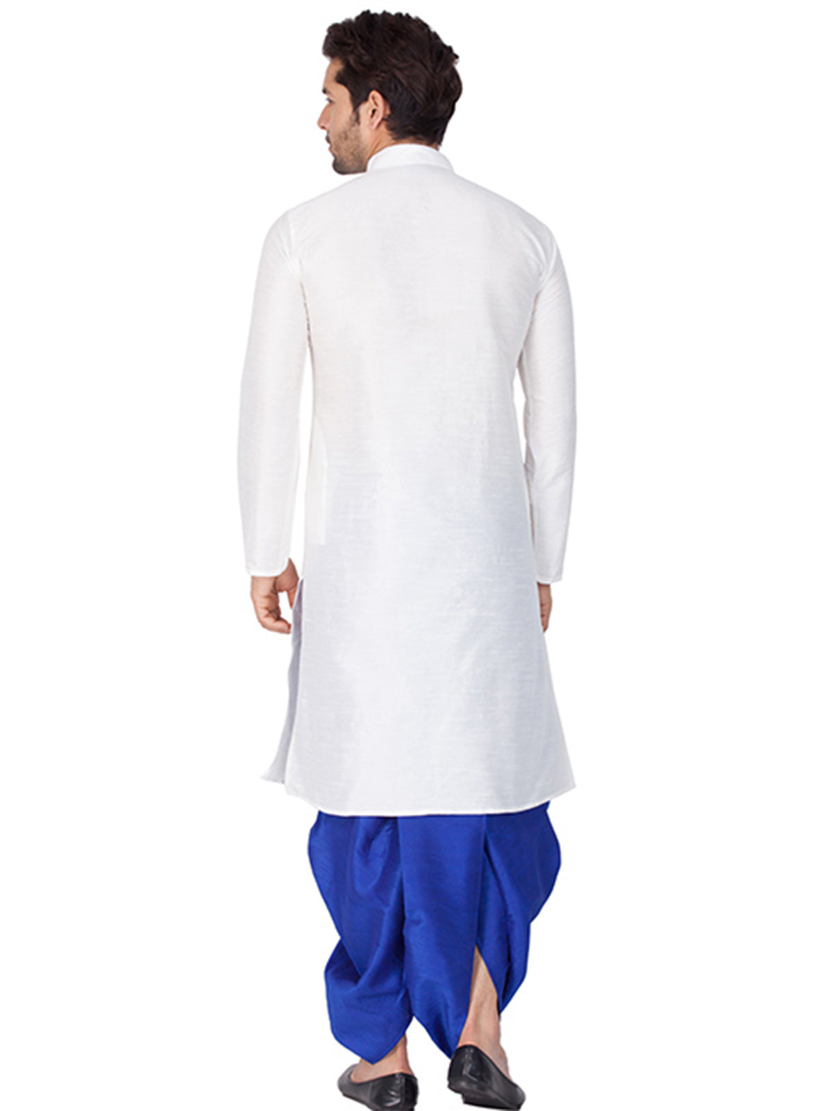 Men's White Banglori Silk Solid Kurta Pajama Set