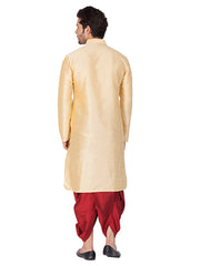 Men's Beige Solid Bangalori Silk Kurta Pajama Set