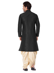 Men's Black Solid Bangalori Silk Kurta Pajama Set