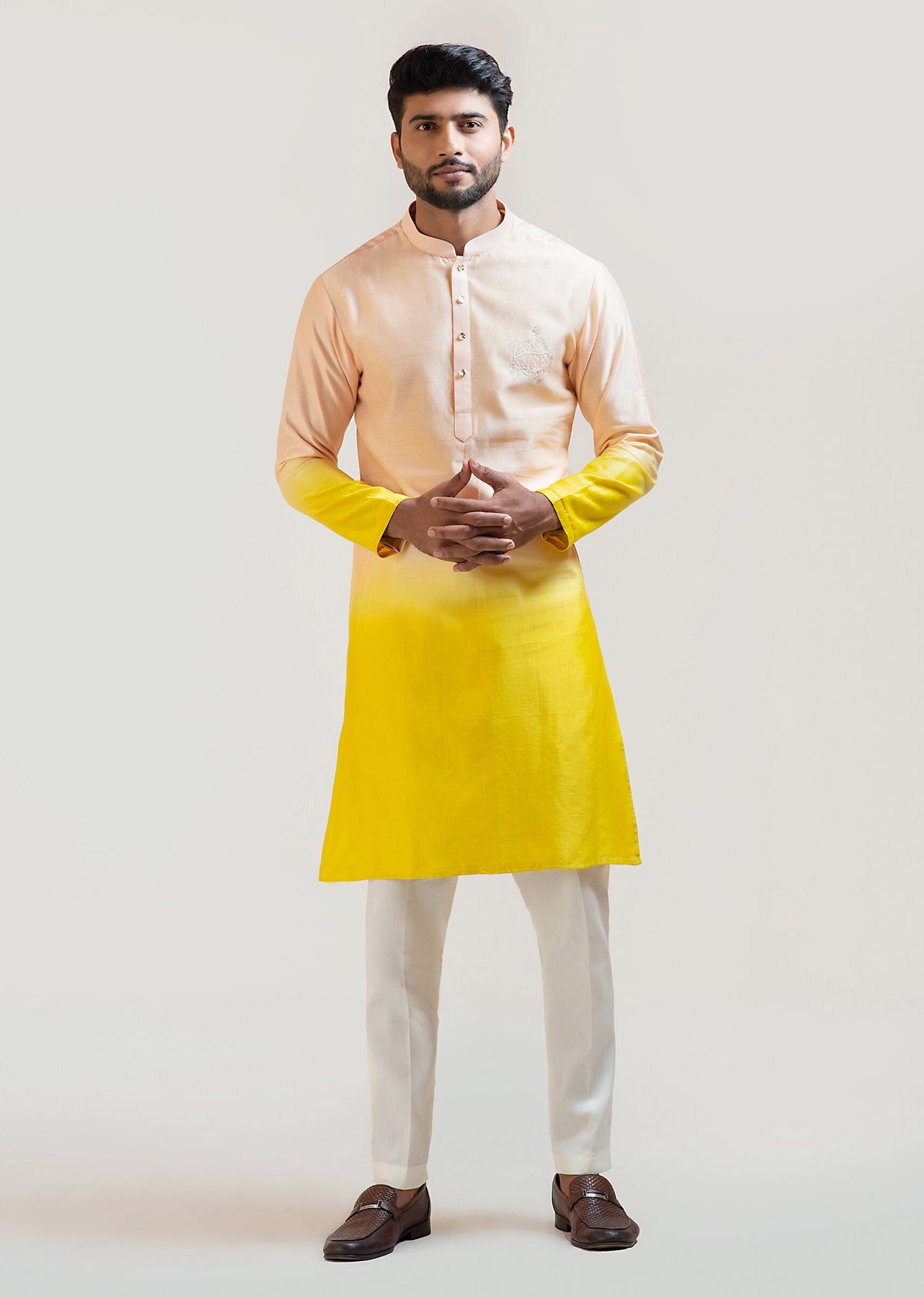 Men's Yellow Printed Rayon Kurta Pajama Set