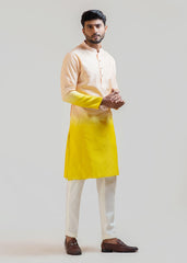 Men's Yellow Printed Rayon Kurta Pajama Set