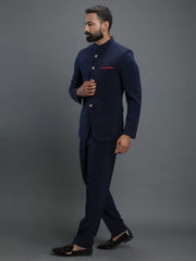 Men's Navy Blue Terry Rayon Cotton Kurta Pajama Set