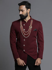 Men's Maroon Solid Cotton Kurta Pajama Set