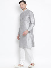 Ensemble pyjama Kurta en coton gris uni pour homme