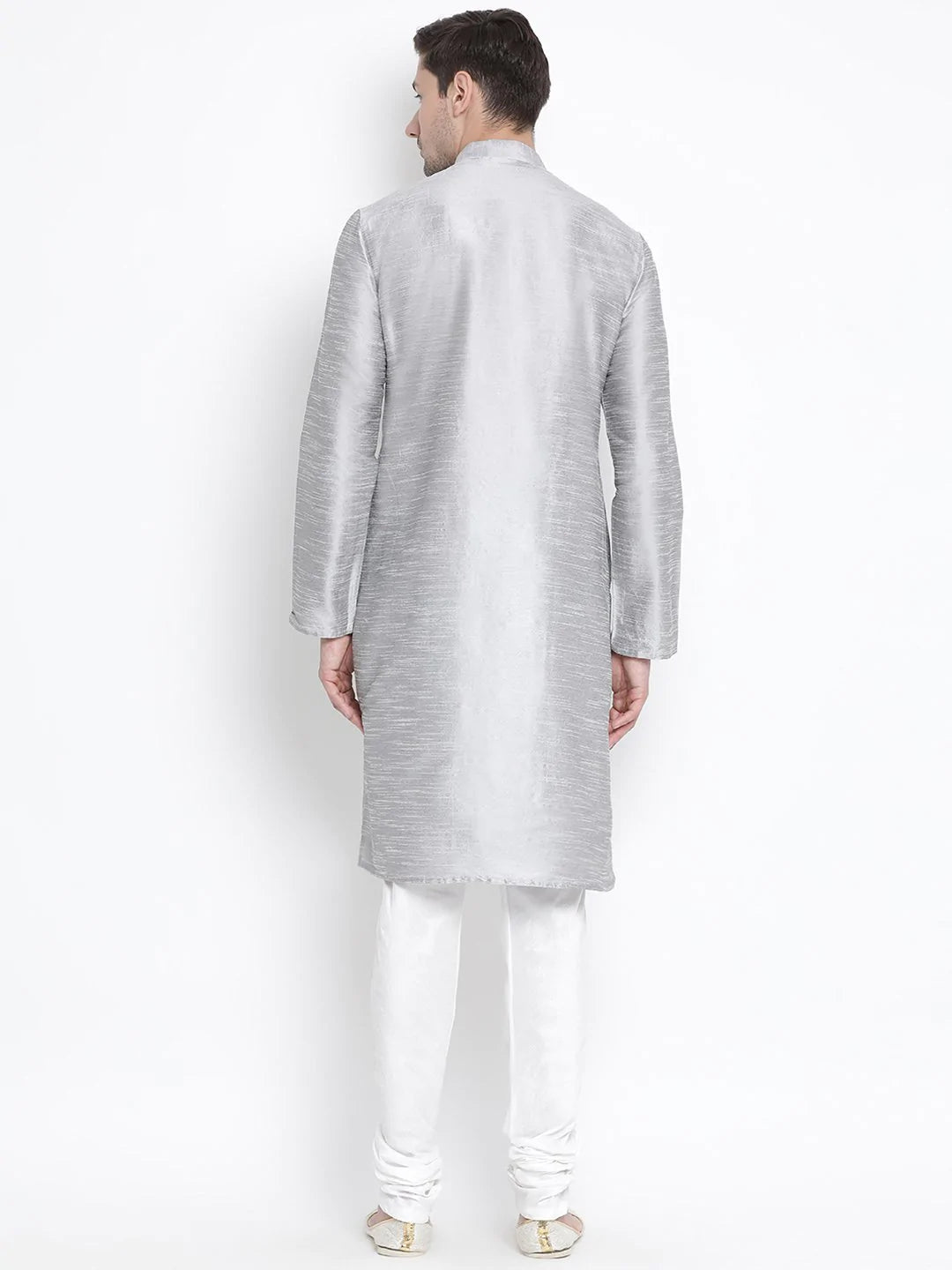 Ensemble pyjama Kurta en coton gris uni pour homme