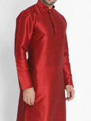 Ensemble pyjama Kurta en coton rouge uni pour homme