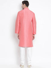 Men's Coral Solid Tunic Cotton Kurta Pajama Set