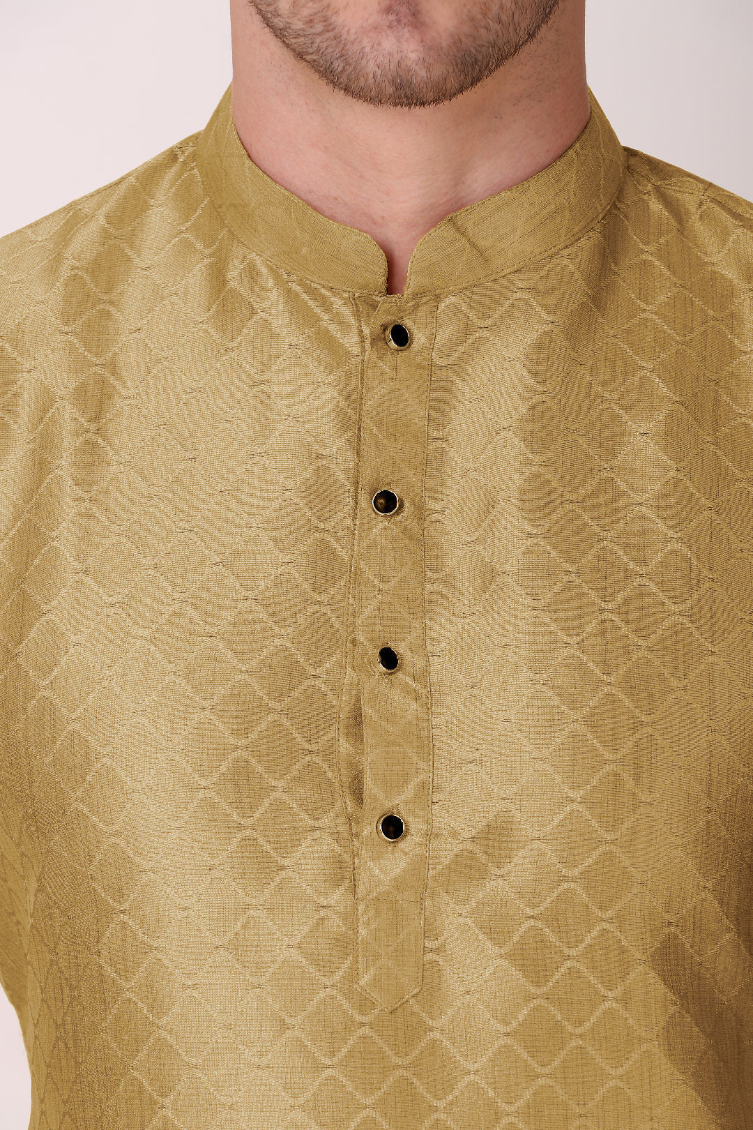 Men's Olive Green Art Silk Woven Kurta Pajama Set