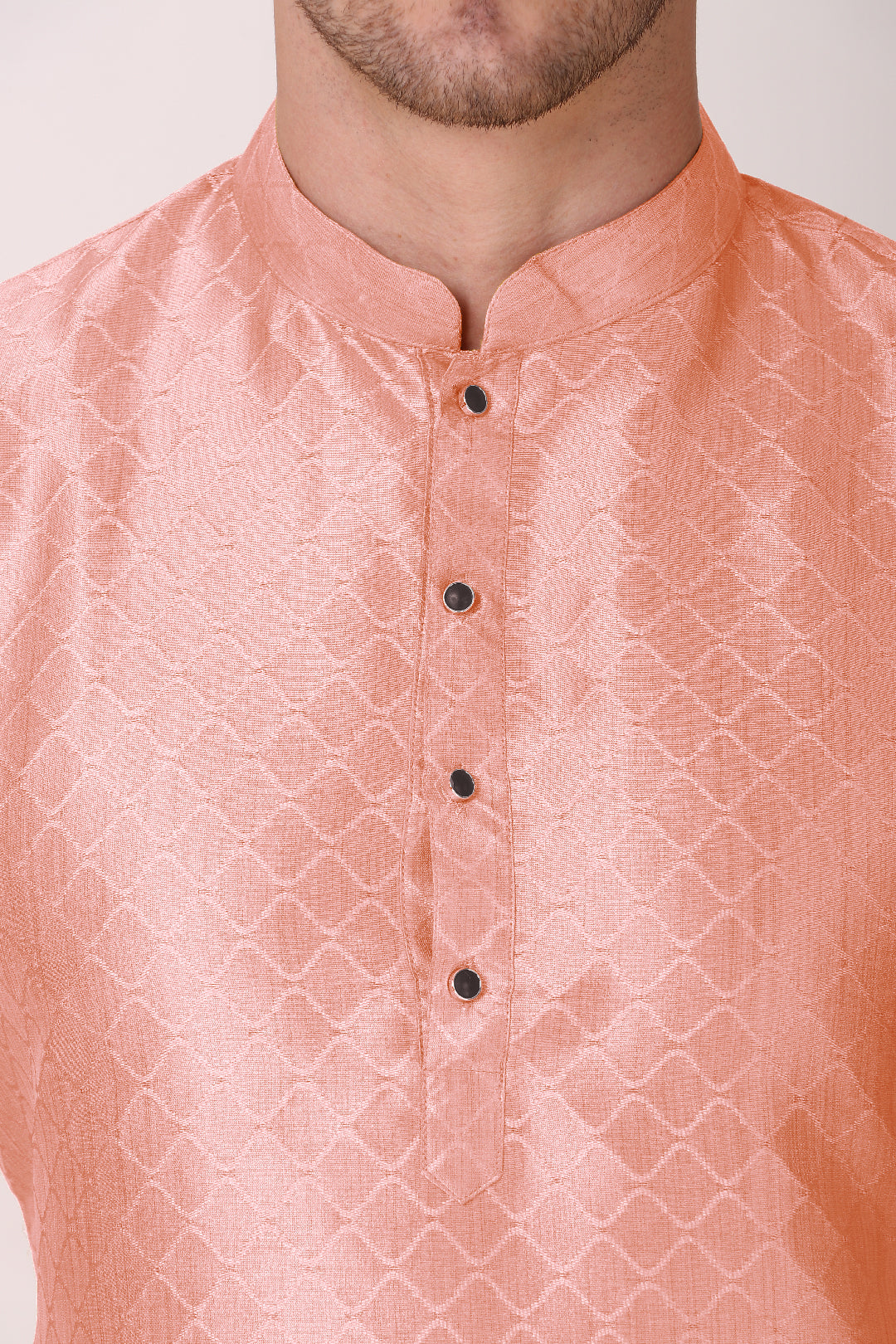 Men's Pink Woven Cotton Kurta Pajama Set