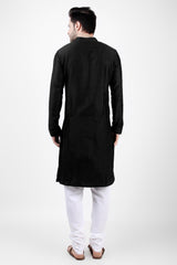 Men's Black Cotton Kurta Pajama Set