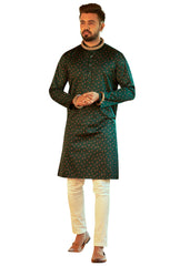 Men's Green Rayon Printed Kurta Pajama Set