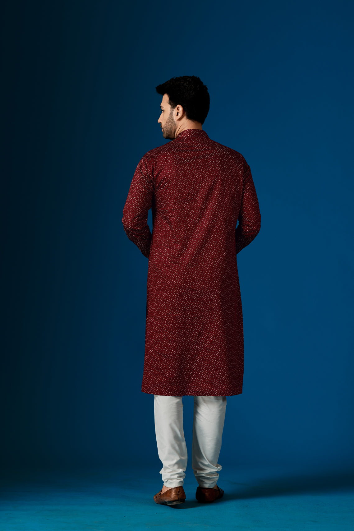 Men's Rustic Red Cotton Printed Kurta Pajama Set