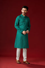 Men's Teal Green Cotton Kurta Pajama Set