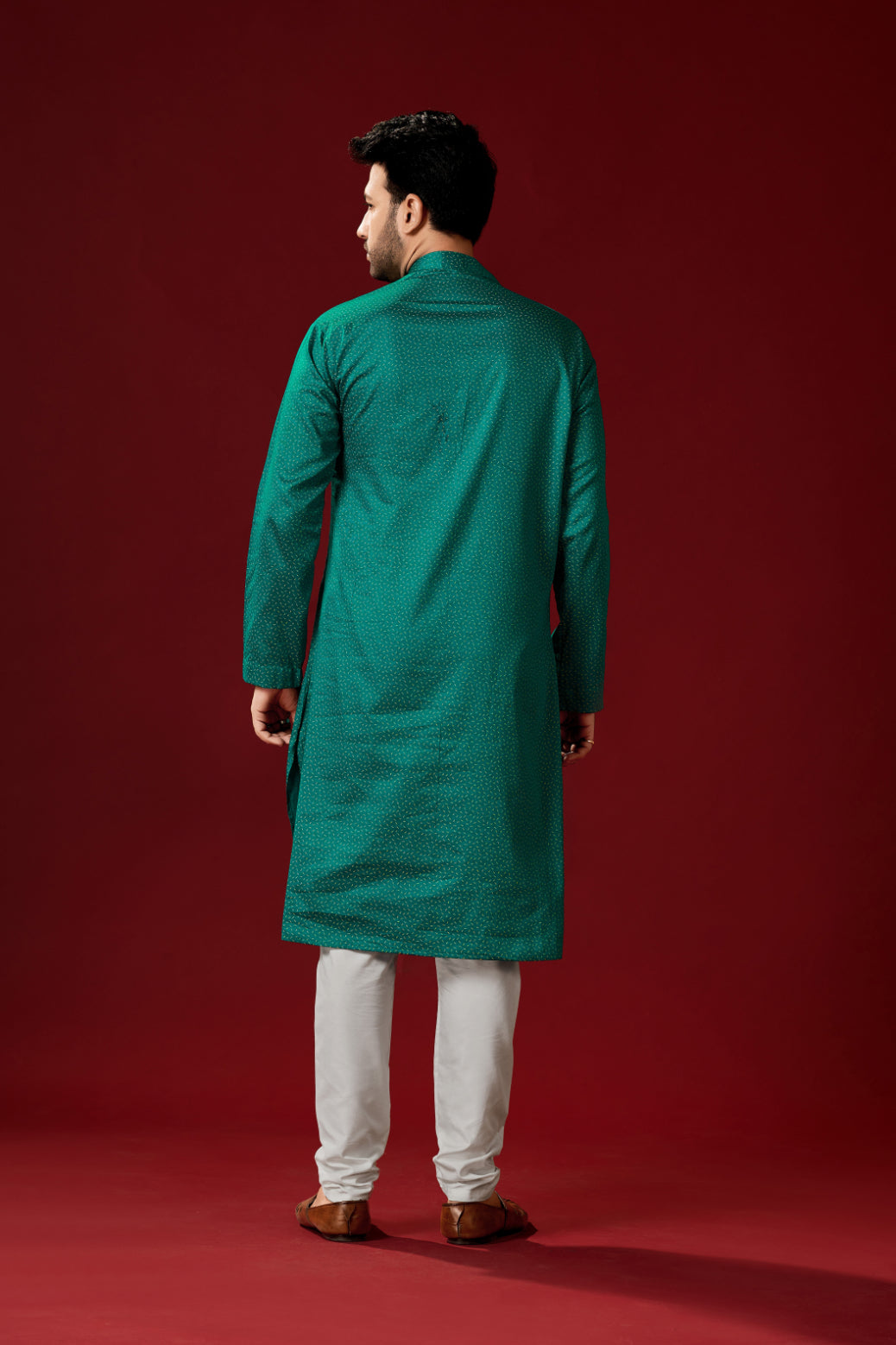 Men's Teal Green Cotton Kurta Pajama Set