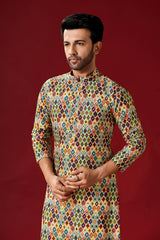 Men's Multicolor Tunic Cotton Kurta Pajama Set