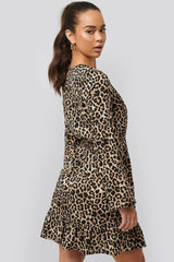 Leopard Print Balloon Sleeve Mini Dress