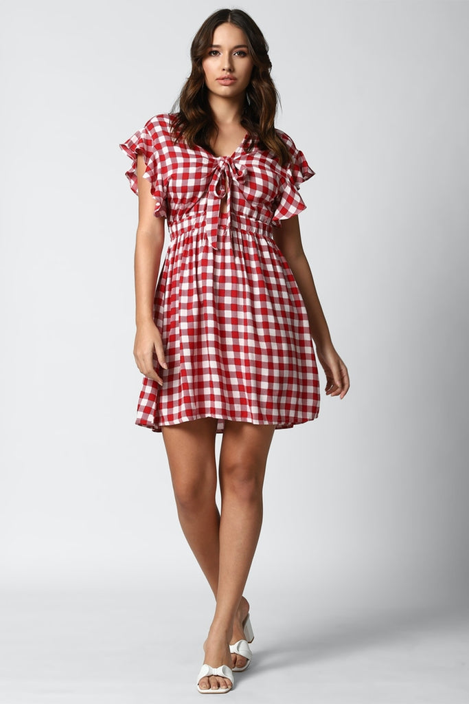 Red Checked Mini dress