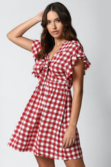 Red Checked Mini dress