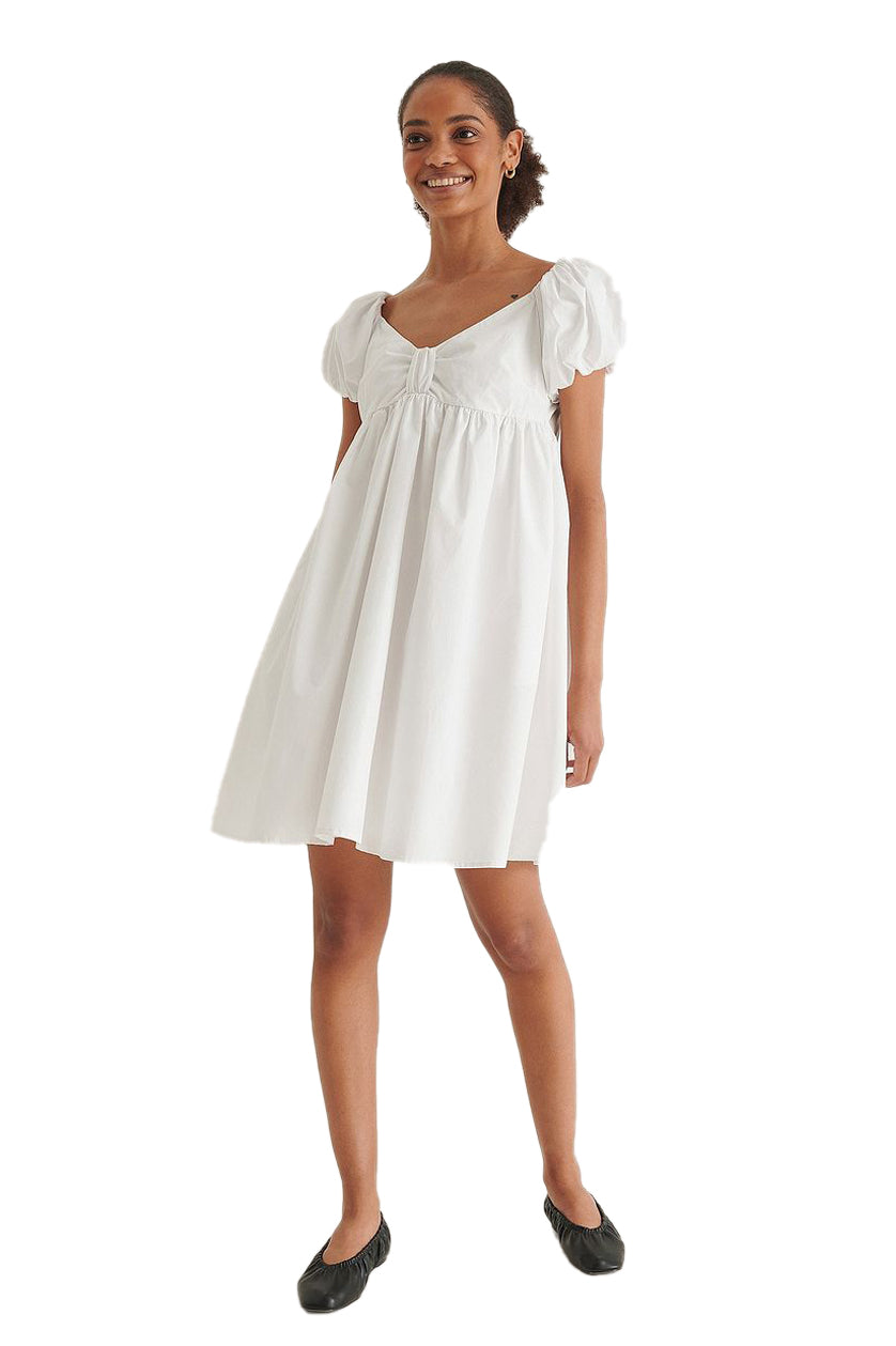 White Off Shoulder Mini Cotton Dress