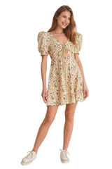 Multicolor Tie Front Cotton Dress