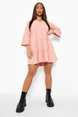 Female Desert Rose Flared Sleeve Tiered Smock Dress