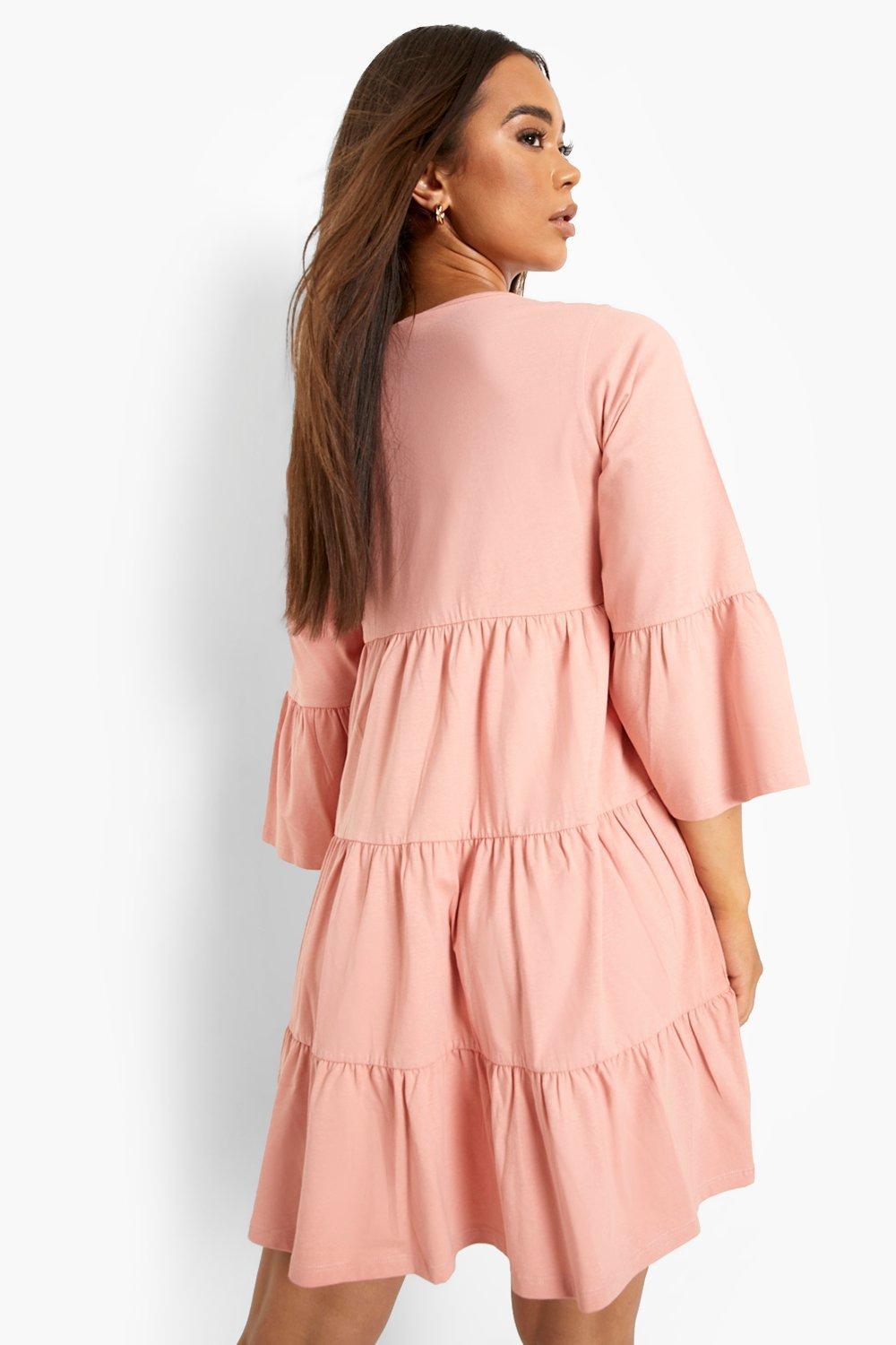 Female Desert Rose Flared Sleeve Tiered Smock Dress