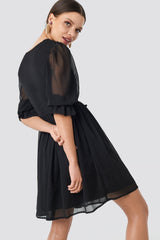 Nakd Plunge V-Neck Chiffon Dress Black