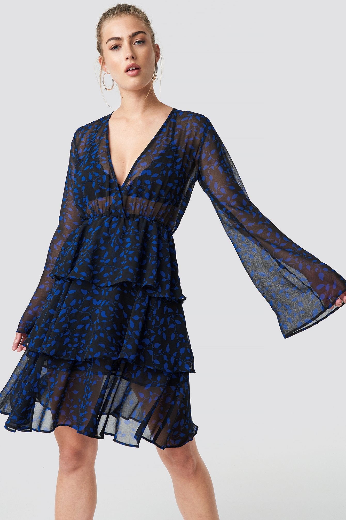 Blue Triple Layer Flounce Dress