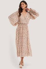 Ballon Sleeve Overlap Structured Dress