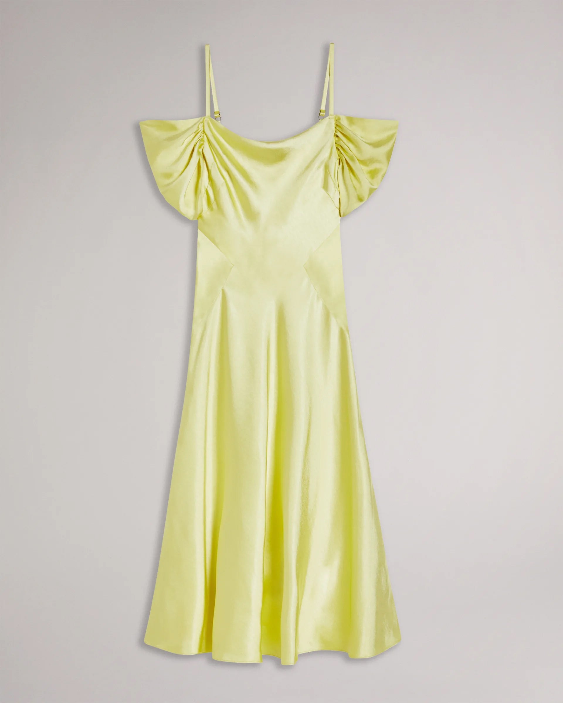 Satin Sleeveless Cold-shoulder Cowl Neck Plain Tall Casual Dress