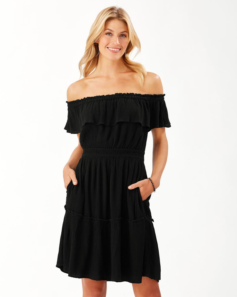 Chiffon Georgette Short Sleeve Off-shoulder Strapless/Tube Plain Dress