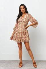 Floral Frill Flounce Sleeve Dress