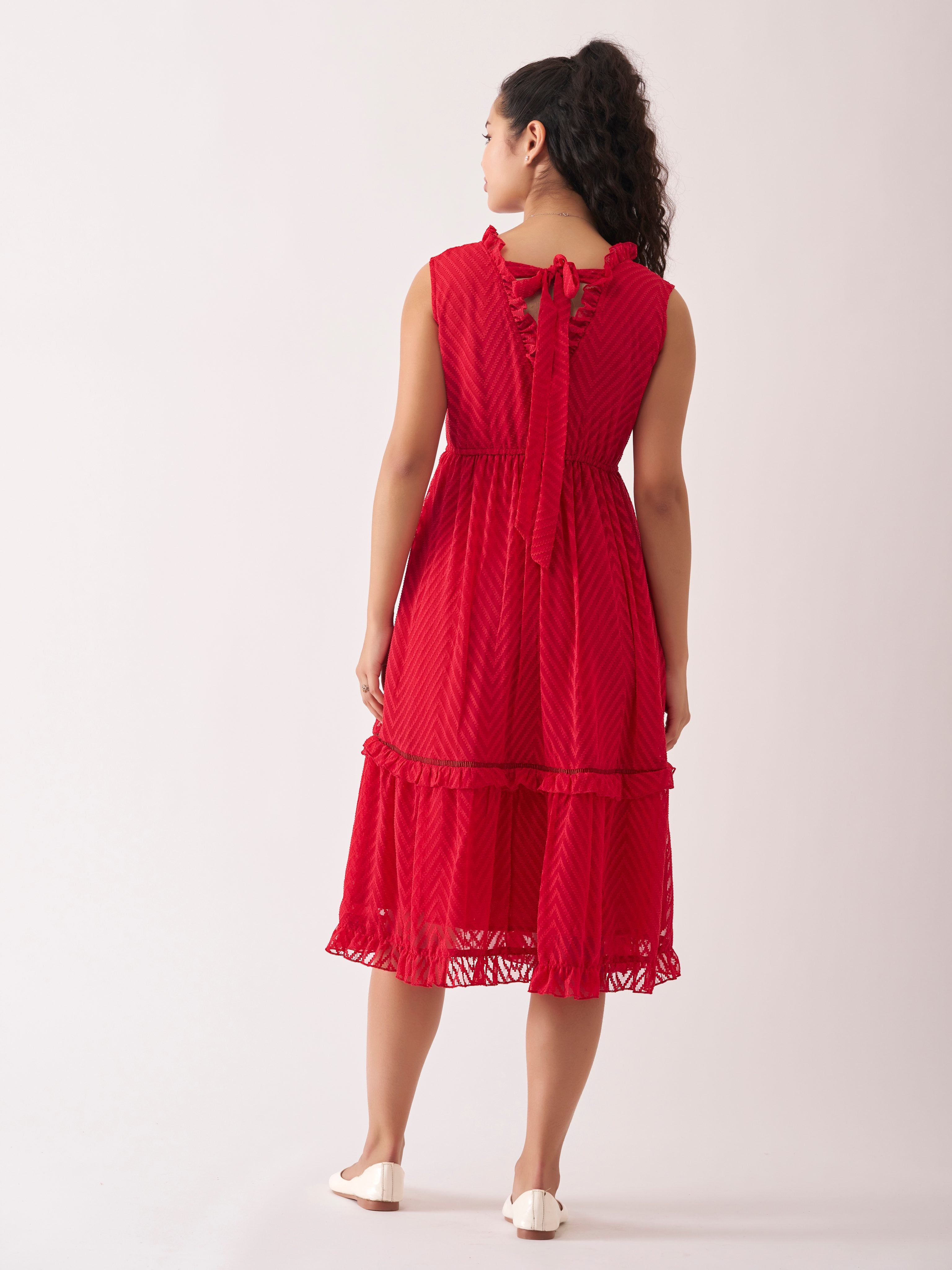 Red Wine Chiffon Brasso Swiss Dot V-Neck Dress Medium-36 Red Wine Chiffon Brasso Swiss Dot V-Neck Dress Medium-36