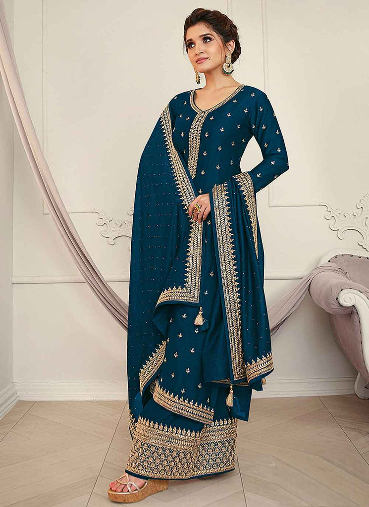 Rama Color Vichitra Silk Designer Pakistani Suit