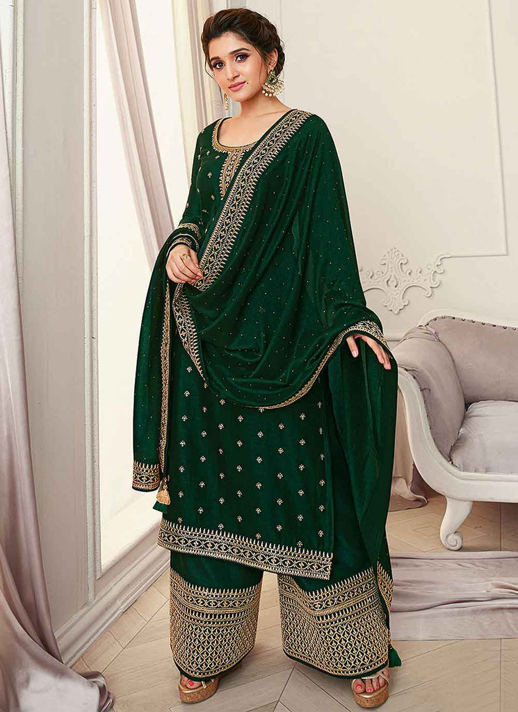 Green Sequins Designer Pakistani Suit