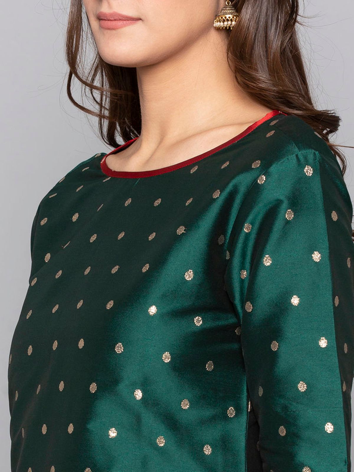 Designer Kurtis Green Color Art Silk Woven Dress For  Diwali