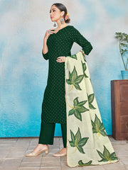 Kurta Set Green Color Rayon Foil Print Dress For Ceremonial