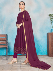 Kurta Set Magenta Color Rayon Foil Print Dress For Ceremonial