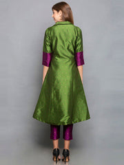 Designer Kurtis Green Color Art Silk Woven Dress For  Diwali