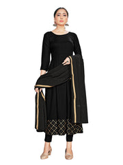 Kurta Set Black Color Rayon Foil Print Dress For Ceremonial