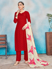 Kurta Set Ceremonial Red Red Salwarsuits Rayon Red